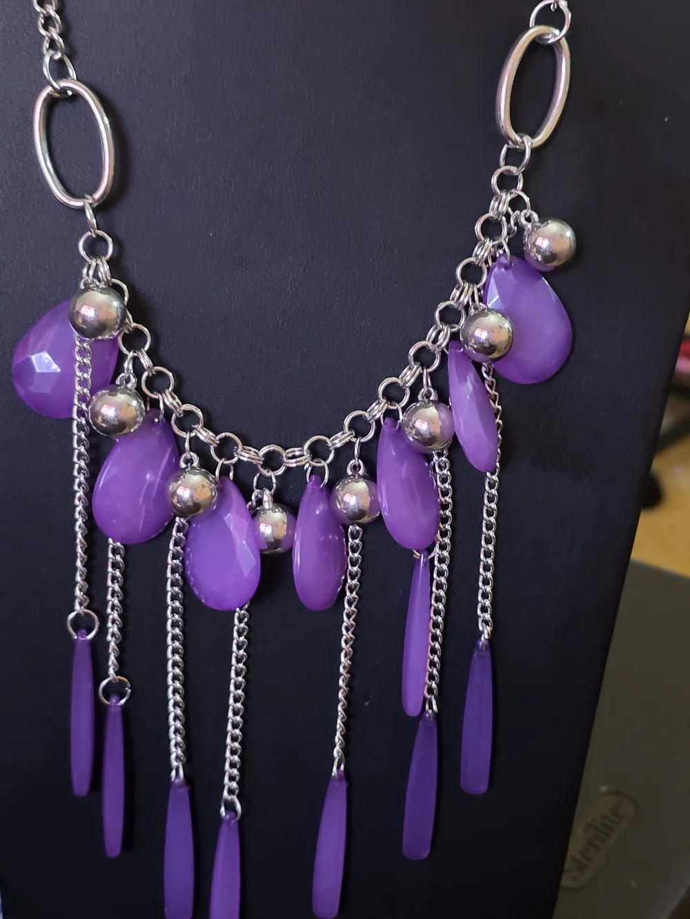 paparazzi Purple Teardrop Fringe Statement Necklace